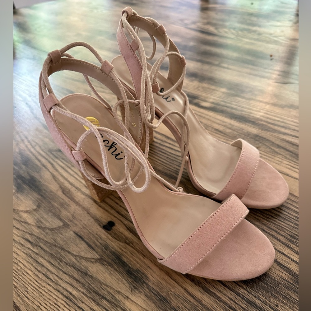 Machi Blush Pink Sandal Heels, size 8.5